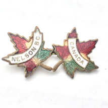 Nelson BC Canada Autumn Maple Leaf Multi Color Metal Vintage Pin - $9.95