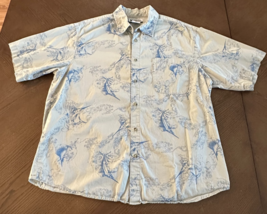 Columbia Mens Sail Fish Shirt Sz XL Blue Gray Hawaiian Button Up Marlin FL - $24.43