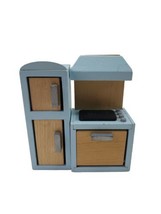 KidKraft Doll House Wooden Kitchen Furniture Fridge Refrigerator &amp; Stove Blue - £8.32 GBP