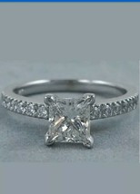 1.81 CT Princess Cut Diamond Solitaire  Engagement Ring 14ct White Gold - £249.93 GBP