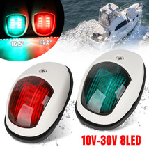 Pair Boat Navigation Lights 8 Led Marine Yacht Pontoon Bow Lamp Red &amp; Gr... - £20.44 GBP