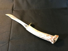 RARE Old Vtg Hunting Fixed Custom File Blade Knife Antler Handle - £63.90 GBP