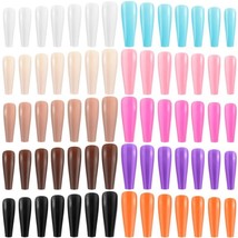 240 Pieces Extra Long Ballerina Press on Nails Coffin False Nail Tips Full Cover - £9.56 GBP