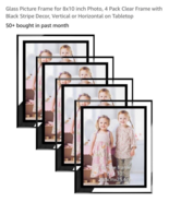 Glass Picture Frame for 8x10 inch Photo, 4 Pack Clear Frame with Black S... - $24.23 CAD