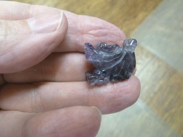 (Y-DRAGON-501) little 1&quot; Purple winged Chinese Dragon MYTHICAL carving gemstone - £6.75 GBP