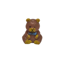 VINTAGE 1990&#39;s PLASTICSAM TEDDY BEAR BROWN SITTING FIGURE POLLY POCKET S... - $8.55