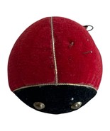 Red Velvet Ladybug Figural Pin Cushion Tape Measure Combo Bug Vintage Un... - $39.19
