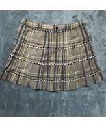 Kaelin Brown Plaid Pleated Mini Skirt Retro Schoolgirl Style Size 8 - €12,86 EUR
