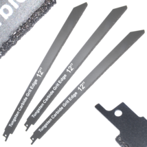Carbide Reciprocating Saw Blade 12&quot; x3 Pk Drywall Hardie Board Fiberglass Cement - £15.77 GBP