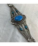Orhan Kenan 980 &amp; 925 Sterling Silver Turquoise Turkish 6.5”  25.7g Brac... - $2,273.01 MXN