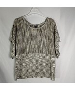 New Direction Women&#39;s Brown/Beige/Black Short Batwing Sleeve Sweater Top... - $20.79
