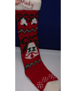Vintage Knitted Christmas Stocking With the Name Judy At The Top - $8.99