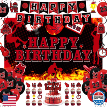 Basketball Party Decorations - 51Pcs Black Red Birthday Banner &amp; Balloon... - $43.24