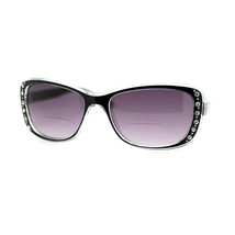 Womens Bifocal Reading Lens Sunglasses Rhinestone Rectangular Frame - £13.75 GBP+