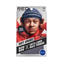 RED PREMIUM SOFT JERSEY BOW WOW SATIN LINED HALO TURBAN #HD303 GRAY - $6.59