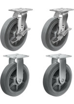 4 8&quot;x2&quot;Heavy Duty Caster Steel And Rubber Low Noise 4400lbs With Grease Fittings - $89.09