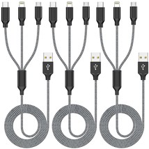 Multiple Charger Cable, 3Pack 4Ft Multi Charging Cable Rapid Cord Usb Ch... - £13.32 GBP
