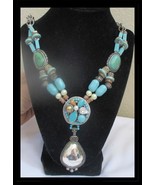 Chico&#39;s Jeniece Statement Necklace Boho Chunky Turquoise 31&quot; N012 - $564.31 MXN