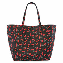 Style Collective Large Reversible Tote Bag Black &amp; Cherries Faux Leather NEW - £35.79 GBP