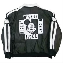 Mickey Mouse Bomber Leather Jacket Ex RN20843 - £243.42 GBP