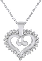 Women Love Heart Cubic Zirconia Pendant Necklace in Sterling Silver 18inch Chain - £92.96 GBP