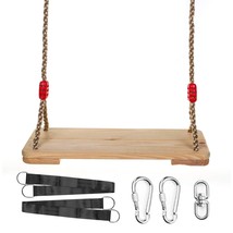 Hanging Wooden Tree Swings For Kids Children Teen Adult With Straps, 17&quot;... - $59.99