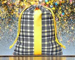 Ipsy Glam Bag Plus BLACK/YELLOW Plaid Drawstring Bag 8”x10” NWOT Septemb... - $19.79