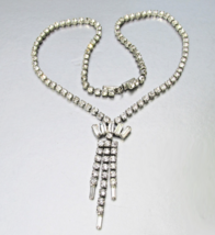 Dressy Mid-Century 1950s Vintage Crystal Rhinestone Tassel Pendant Necklace - $23.75