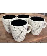 Laurie Gates Antilles 12 oz Coffee Tea Cups Mugs Black &amp; White Flower Se... - €29,75 EUR