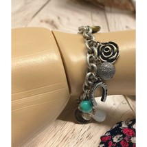 American Eagle Charm Bracelet Horseshoe Flower Balls Teardrop Silver Tone AEO - $15.99