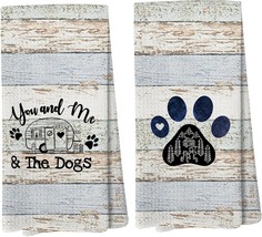 Campsite Decor, Rv Decor, You And Me And The Dogs, Camping Kitchen Towels, - $32.92