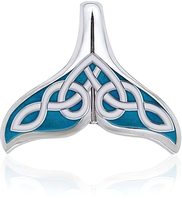 Jewelry Trends Celtic Whale Tail with Blue Enamel Silver Pendant Necklace 18&quot; - £66.42 GBP