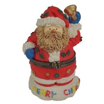 Santa Hinged Trinket Box Merry Christmas Holidays Decoration Jewelry Vintage - £8.62 GBP