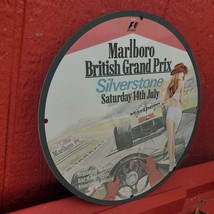 Vintage 1979 Marlboro British Grand Prix Silverstone Porcelain Gas &amp; Oil Sign - £99.60 GBP