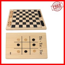 Family-Friendly Reversible Wood Game Set: Checkers &amp; Tic-Tac-Toe for All... - $880.88 MXN