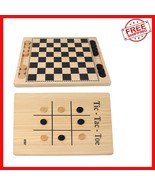 Family-Friendly Reversible Wood Game Set: Checkers &amp; Tic-Tac-Toe for All... - $880.88 MXN