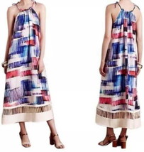 Anthropologie Picket Hem Maxi Sun Dress Small 2 4 Tie Straps Keeps Shape NWT - £100.28 GBP