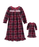 Girls 2T Minnie Mouse Red Plaid Nightgown Matching 18” Doll Gown Pajamas... - £20.08 GBP
