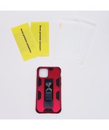 iPhone 11 Pro Red &amp; Black Metallic Hard Case w/ Kickstand + 2 Screen Pro... - $194.41 MXN