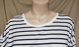 L- Daily Ritual White Black Stripe Short Sleeve Drop-Shoulder Tunic Shirt 46+&quot; - £8.51 GBP