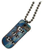 Kate Mesta LOVE YOU MORE Dog Tag  Necklace  Art to Wear New Blue - £15.53 GBP