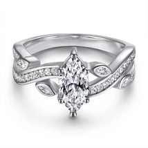 Marquise Cut Moissanite Antique Ring 925 Silver Half Eternity Engagement Ring  - $385.00