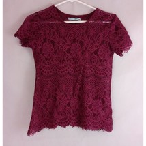 Maurices Women&#39;s Burgandy/Maroon Sheer Floral Lace Blouse Size Small - £9.89 GBP