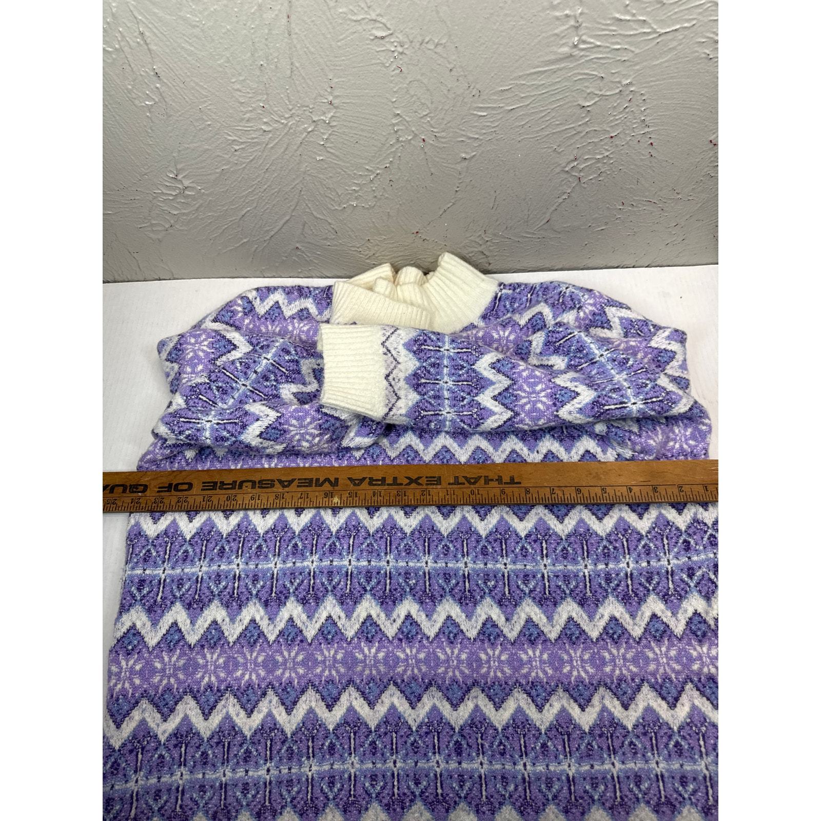Talbots Sweater Womens Purple Striped Long Sleeve Zig Zag Wool Blend Size XL Item image 6