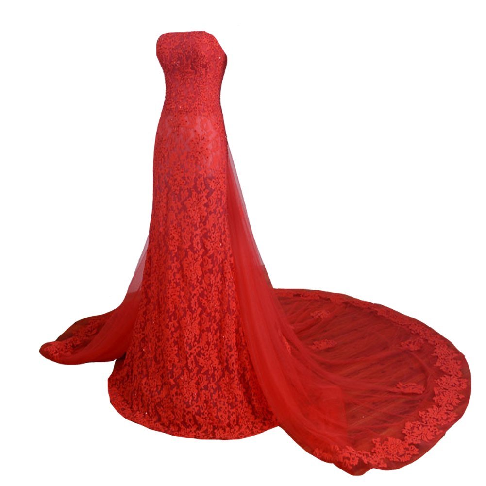 Kivary Lace Sheer Tulle Strapless Long See Through Women Formal Evening Party Dr