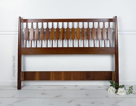 Vintage MCM Mid-Century Walnut Full/Double Headboard by Kipp Stewart for... - £795.35 GBP