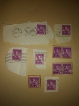 Lot #6 10 1954 Lincoln 4 Cent Cancelled Postage Stamps Purple Vintage VT... - $14.85