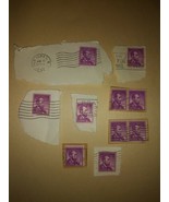Lot #6 10 1954 Lincoln 4 Cent Cancelled Postage Stamps Purple Vintage VT... - £11.68 GBP
