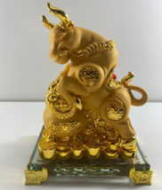 Vintage Stamped Feng Shui Gold Chinese 6.5 in  Zodiac Ox Statue Figurine Statue - £62.57 GBP