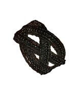 BLACK GLASS BEAD WIRE WRAP Bracelet Vintage Four Braided Strands of 4 Be... - $12.32